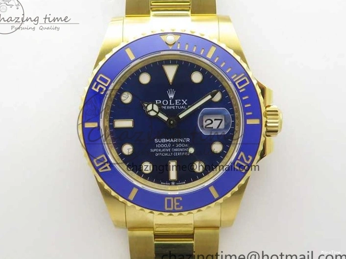 MiroTime 1223 Unisex Submariner 41mm 126618 LB YG EWF Blue Dial on YG Bracelet A 2615
